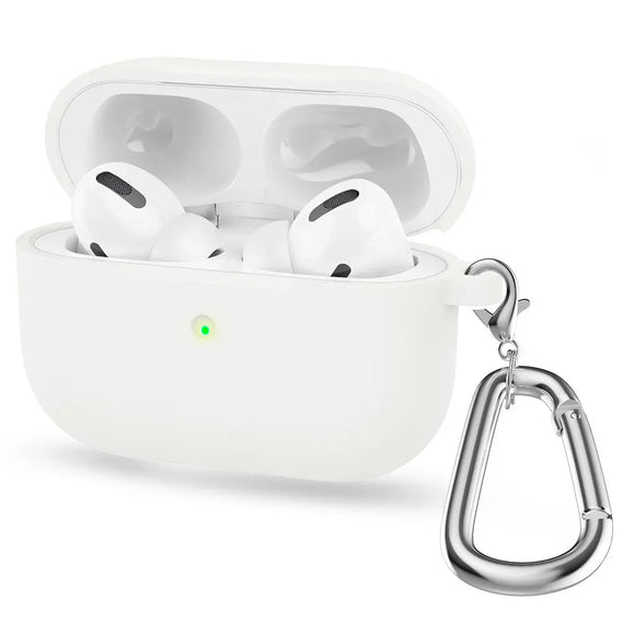 Apple AirPods 3 Silicone Case Cover with Carabiner  - Vit - Khatibs